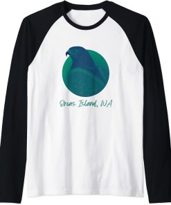 Orcas Island WA Osprey Sea Green Raptor Ocean Bird Raglan Baseball Tee