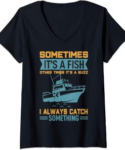 Womens Fishing Rods Lovers | Funny Fishing Sayings | Funny Fishing V-Neck T-Shirt