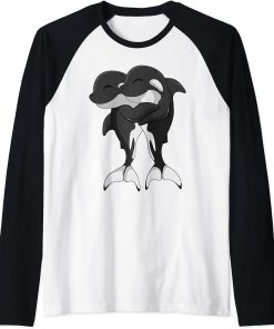 Orca Lover Whale Kids Women Women Raglan Baseball Tee