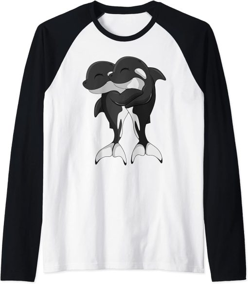 Orca Lover Whale Kids Women Women Raglan Baseball Tee