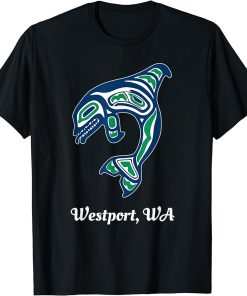 Blue Green Native American Westport WA Orca Killer Whale T-Shirt