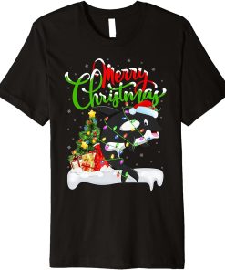 Funny Orca Fish Lover Xmas Lighting Orca Christmas Premium T-Shirt