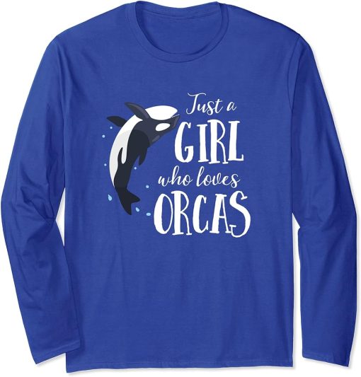 Just A Girl Who Loves Orcas Cute Whale Long Sleeve T-Shirt