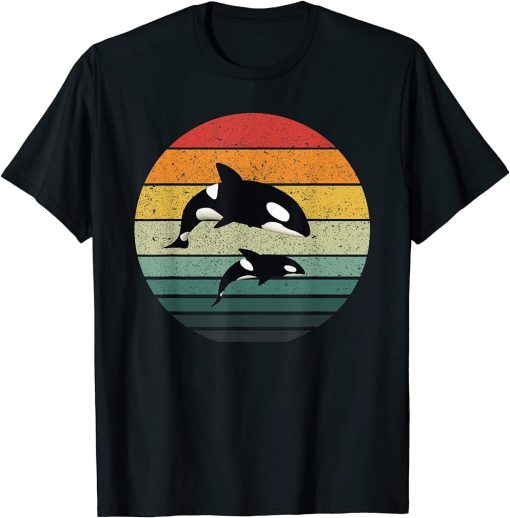 Orca Family Vintage Retro Art, Killer Whale Family T-Shirt